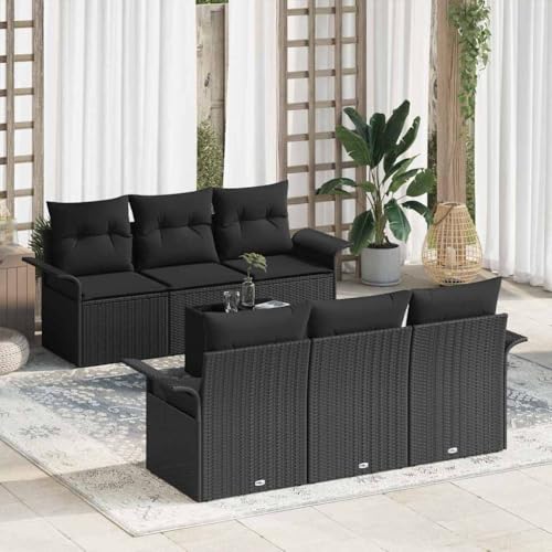 Aiious Modulares Gartensofa Set 7 Personen Schwarz Rattanoptik Aiious Modulares Gartensofa Set 7 Personen Schwarz Rattanoptik von Aiious