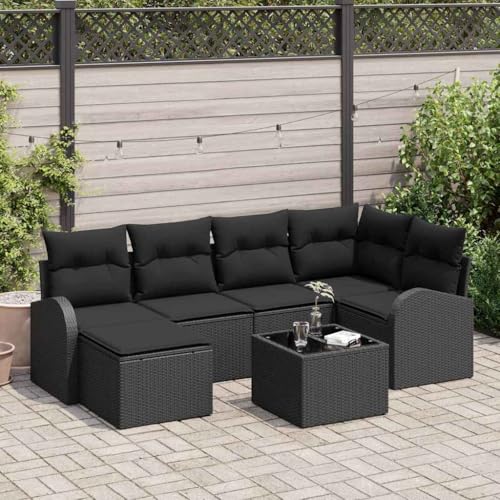 Aiious Schlankes Gartensofa-Set in Schwarz 7-teilig mit verstellbaren F¨¹ssen Aiious Schlankes Gartensofa-Set in Schwarz 7-teilig mit verstellbaren F¨¹ssen von Aiious