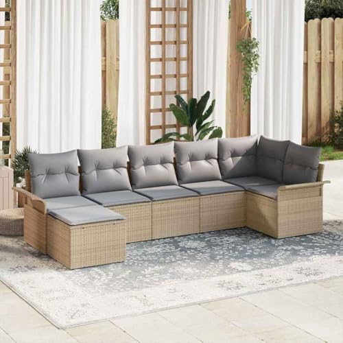 Aiious 7-teiliges Balkon Sofa Set Poly Rattan mit Kissen f¨¹r Terrasse und Garten Aiious 7-teiliges Balkon Sofa Set Poly Rattan mit Kissen f¨¹r Terrasse und Garten von Aiious