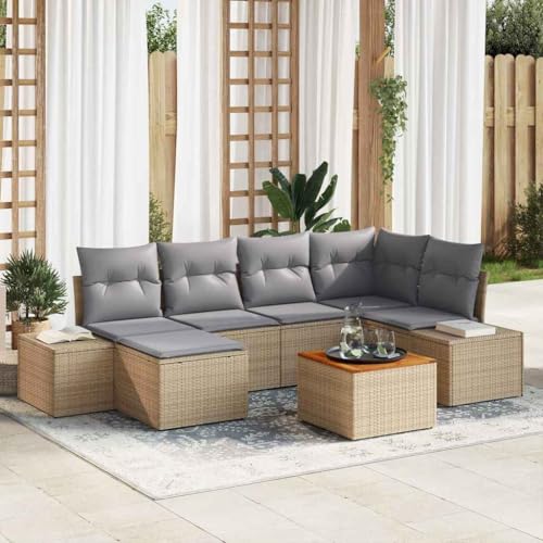 Aiious 7-teiliges Gartensofa Set aus wetterfestem Poly Rattan mit Kissen Aiious 7-teiliges Gartensofa Set aus wetterfestem Poly Rattan mit Kissen von Aiious