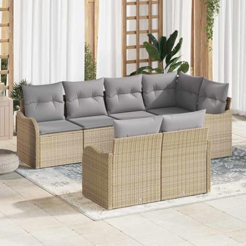 Aiious Sitzgruppe 7 Personen Beige Poly Rattan mit Sitz- und Rueckenkissen Aiious Sitzgruppe 7 Personen Beige Poly Rattan mit Sitz- und Rueckenkissen von Aiious