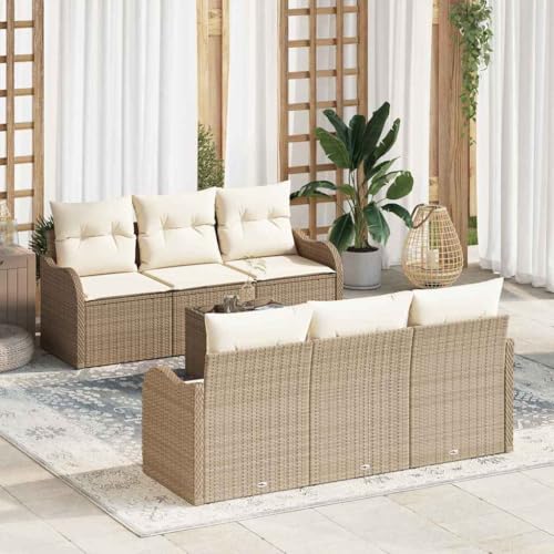 Aiious Garten-Sofa-Set 7 pcs Beige 55 x 55 x 37 cm Poly Rattan Aiious Garten-Sofa-Set 7 pcs Beige 55 x 55 x 37 cm Poly Rattan von Aiious