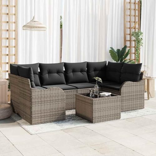 Aiious Garten-Sofa-Set 7 pcs Grau 55 x 55 x 37 cm Poly Rattan Aiious Garten-Sofa-Set 7 pcs Grau 55 x 55 x 37 cm Poly Rattan von Aiious
