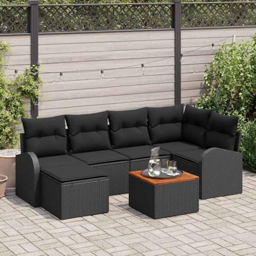 Aiious Wetterfestes Poly Rattan Sofa Set 7 teilig f¨¹r Drau?en von Aiious