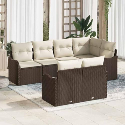 Aiious Modulares Poly Rattan Sofa Set Fuer Aussenbereich mit 7 Sitzplaetzen von Aiious