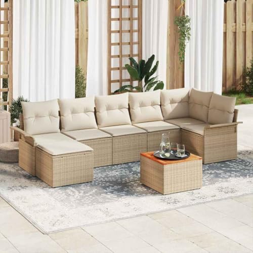 Aiious Modulares 8er Set Gartensofa Beige Poly Rattan Mit Tisch Aiious Modulares 8er Set Gartensofa Beige Poly Rattan Mit Tisch von Aiious