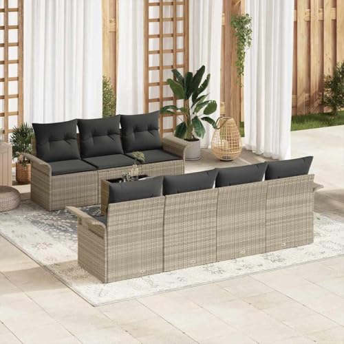 Aiious Poly Rattan Gartensofa Set 8 Personen Hellgrau mit Tisch f¨¹r Terrasse Aiious Poly Rattan Gartensofa Set 8 Personen Hellgrau mit Tisch f¨¹r Terrasse von Aiious