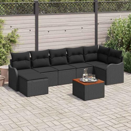 Poly Rattan Gartensofa Set 8 Personen Schwarz Modular f¨¹r Innen und Aussen von Aiious