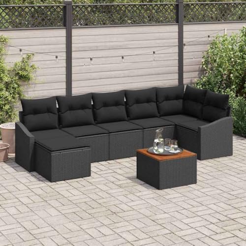 Aiious Gartensofa Set mit Tisch und Hocker 8 Personen Schwarz Poly Rattan Aiious Gartensofa Set mit Tisch und Hocker 8 Personen Schwarz Poly Rattan von Aiious
