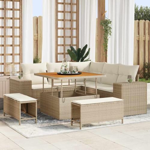Aiious Garten-Sofa-Set 8 pcs Beige und Creme 100 x 100 x 71 cm von Aiious