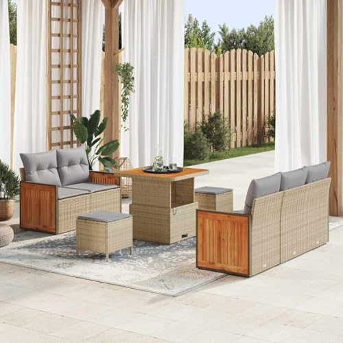 Aiious Garten-Sofa-Set 8 pcs Beige und Hellgrau 80 x 80 x 71 cm von Aiious