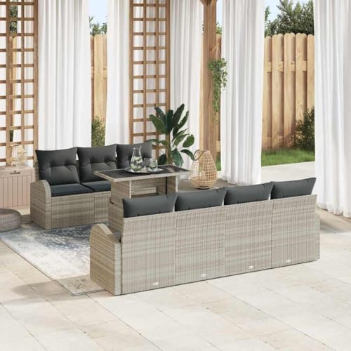 Aiious Garten-Sofa-Set 8 pcs Hellgrau 100 x 55 x 73 cm Poly Rattan Aiious Garten-Sofa-Set 8 pcs Hellgrau 100 x 55 x 73 cm Poly Rattan von Aiious