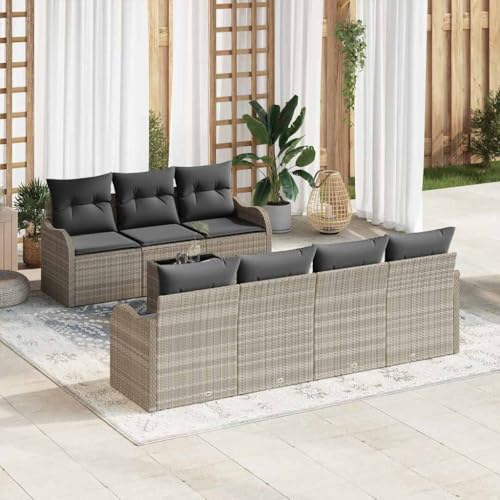 Aiious Garten-Sofa-Set 8 pcs Hellgrau 55 x 55 x 37 cm Poly Rattan Aiious Garten-Sofa-Set 8 pcs Hellgrau 55 x 55 x 37 cm Poly Rattan von Aiious