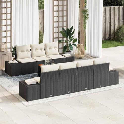Aiious Gartenm?Bel Set 8 STK mit Kissen Schwarz Poly Rattan Outdoor Sofa Set Aiious Gartenm?Bel Set 8 STK mit Kissen Schwarz Poly Rattan Outdoor Sofa Set von Aiious