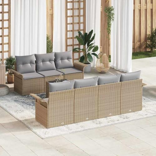 Aiious 8er Set Gartensofas Beige Poly-Rattan mit Tisch Fuer Outdoor-Events Aiious 8er Set Gartensofas Beige Poly-Rattan mit Tisch Fuer Outdoor-Events von Aiious