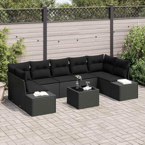 Aiious Outdoor Lounge Set 8 St¨¹ck Schwarz mit Tisch und Polstern f¨¹r Komfort Aiious Outdoor Lounge Set 8 St¨¹ck Schwarz mit Tisch und Polstern f¨¹r Komfort von Aiious