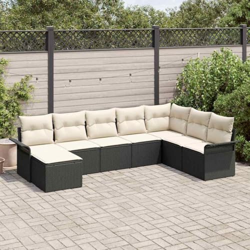 Aiious Modulares Poly Rattan Sofa Set 8 St¨¹ck mit Kissen f¨¹r Au?enbereich von Aiious