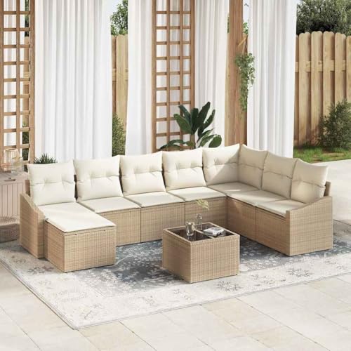 Aiious Poly Rattan Garten Set 9tlg Beige Komfortables Sofa f¨¹r Terrasse und Garten Aiious Poly Rattan Garten Set 9tlg Beige Komfortables Sofa f¨¹r Terrasse und Garten von Aiious