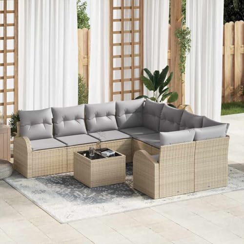 Aiious Garten-Sofa-Set 9 pcs Beige 55 x 55 x 37 cm Poly-Rattan Aiious Garten-Sofa-Set 9 pcs Beige 55 x 55 x 37 cm Poly-Rattan von Aiious