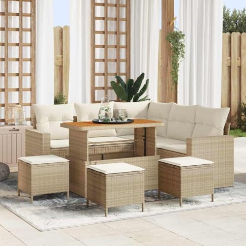 Aiious Garten-Sofa-Set 9 pcs Beige und Creme 110 x 55 x 71 cm von Aiious