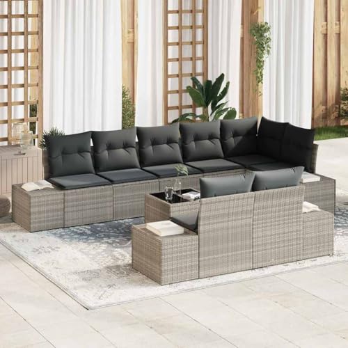 Aiious Garten-Sofa-Set 9 pcs Hellgrau 319 x 154 x 85 cm Poly Rattan von Aiious