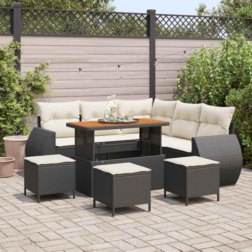 Aiious Garten-Sofa-Set 9 pcs Schwarz und Creme 110 x 55 x 71 cm Aiious Garten-Sofa-Set 9 pcs Schwarz und Creme 110 x 55 x 71 cm von Aiious