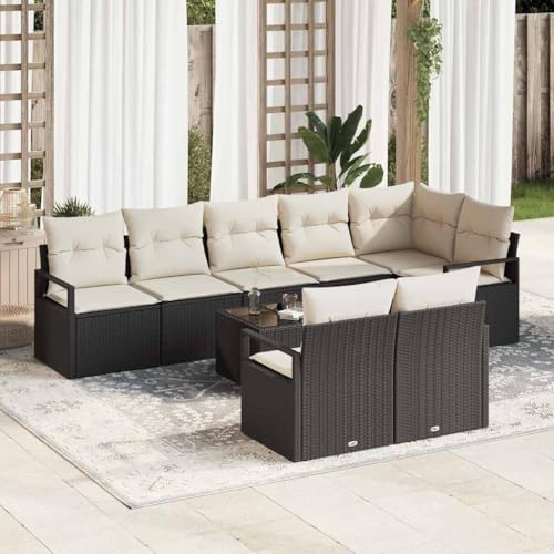 Aiious Poly Rattan Gartensofa Set 9 Personen Schwarz Komfortabel von Aiious