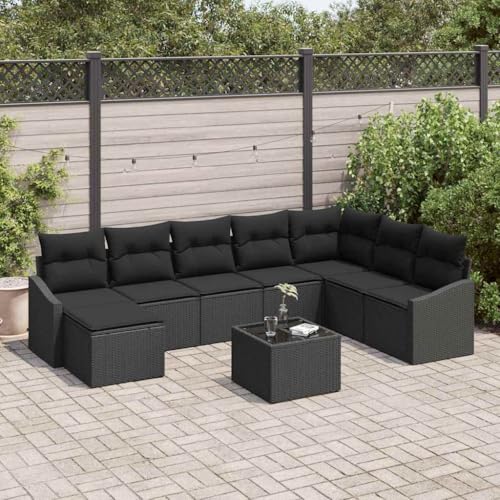 Aiious Poly Rattan Gartenm?Bel Set 9 Personen Schwarz Komplettset von Aiious