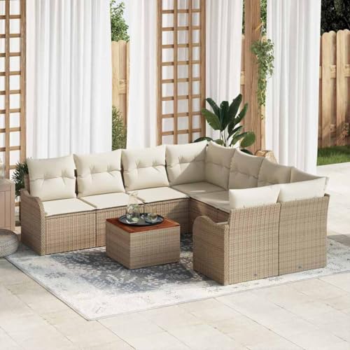 Aiious Poly Rattan Gartensofa Set 9 Teile Beige Mit Armlehnsessel Und Stauraum Aiious Poly Rattan Gartensofa Set 9 Teile Beige Mit Armlehnsessel Und Stauraum von Aiious