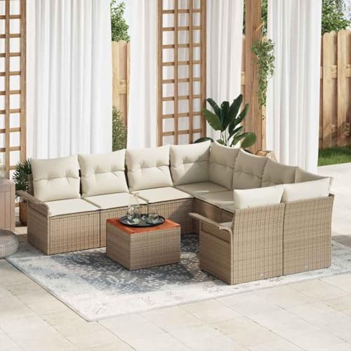 Aiious Poly Rattan Gartensofa Set 9 Teile Beige UV-best?ndig Komfortabel Aiious Poly Rattan Gartensofa Set 9 Teile Beige UV-best?ndig Komfortabel von Aiious