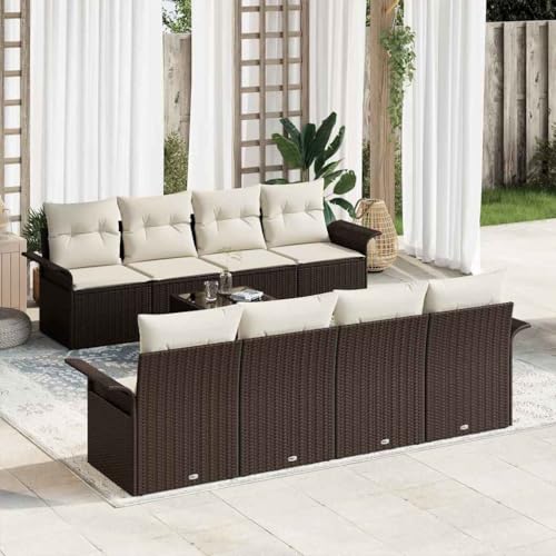 Aiious 9tlg Gartensofa Set Braun Poly Rattan Wetterbestaendig Komfortabel Vielseitig Nutzbar von Aiious