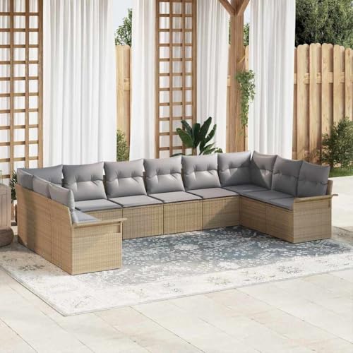 Aiious Gartensofa Set 10-teilig Beige Poly Rattan mit Sitzkissen Aiious Gartensofa Set 10-teilig Beige Poly Rattan mit Sitzkissen von Aiious