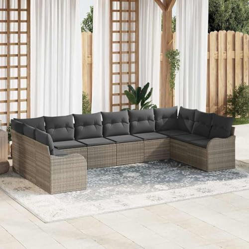 Aiious Aussensofa Set 10 TLG in Hellgrau aus wetterfestem Poly Rattan mit Kissen Aiious Aussensofa Set 10 TLG in Hellgrau aus wetterfestem Poly Rattan mit Kissen von Aiious