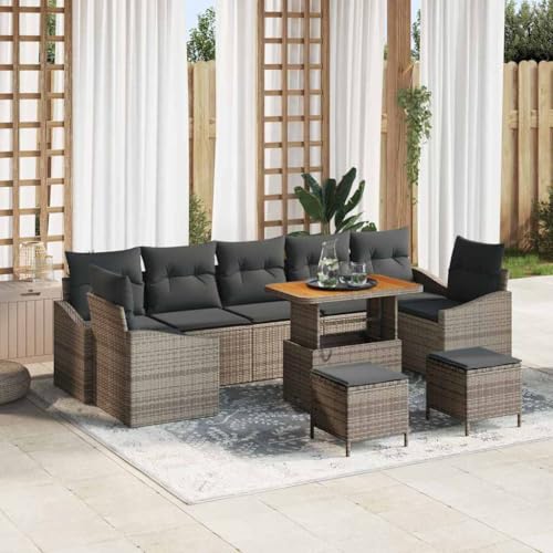 Aiious Garten-Sofa-Set mit Kissen 10 pcs Grau 90 x 55 x 71 cm von Aiious