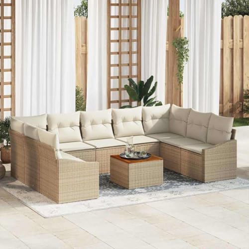 Aiious Gartenlounge Set aus wetterfestem Poly Rattan 10 Teile Beige Aiious Gartenlounge Set aus wetterfestem Poly Rattan 10 Teile Beige von Aiious