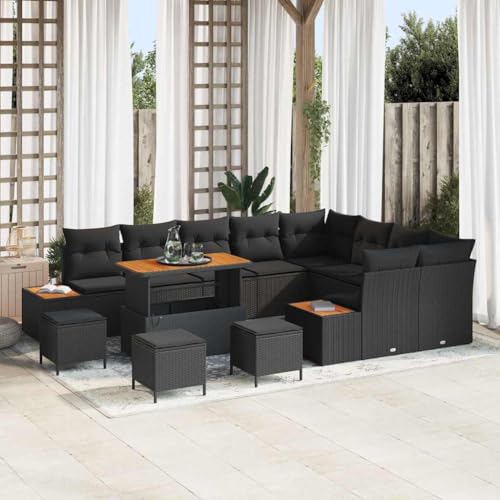 Aiious Garten-Sofa-Set mit Kissen 13 pcs Schwarz Poly Rattan Aiious Garten-Sofa-Set mit Kissen 13 pcs Schwarz Poly Rattan von Aiious
