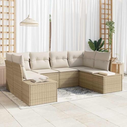 Robustes Gartensofa Set aus Poly Rattan mit Kissen 6 Personen Robustes Gartensofa Set aus Poly Rattan mit Kissen 6 Personen von Aiious