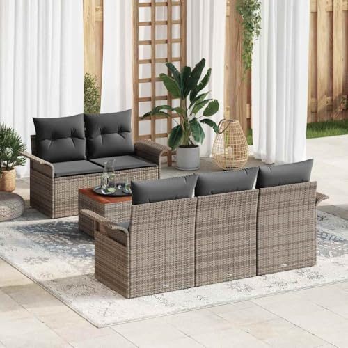 Aiious Garten-Sofa-Set mit Kissen 6 pcs Grau 55 x 55 x 37 cm von Aiious