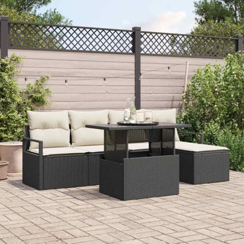 Aiious Garten-Sofa-Set mit Kissen 6 pcs Schwarz und Creme Aiious Garten-Sofa-Set mit Kissen 6 pcs Schwarz und Creme von Aiious