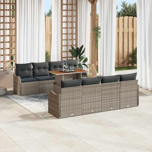 Aiious Garten-Sofa-Set mit Kissen 7 pcs Grau 100 x 55 x 73 cm von Aiious