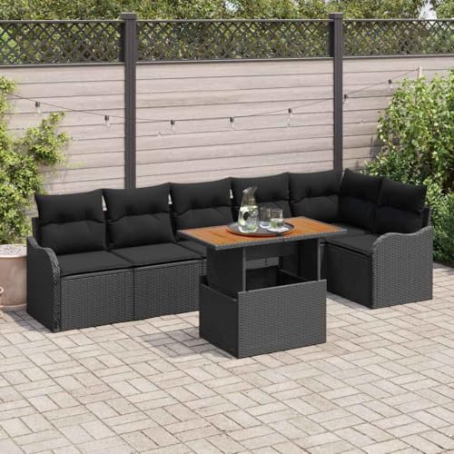 Aiious Garten-Sofa-Set mit Kissen 7 pcs Schwarz 100 x 55 x 73 cm Aiious Garten-Sofa-Set mit Kissen 7 pcs Schwarz 100 x 55 x 73 cm von Aiious