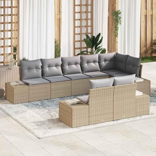Aiious Gartensofa Set 8 Personen Beige Grau Poly Rattan Kissen Komfort Stahlrahmen Aiious Gartensofa Set 8 Personen Beige Grau Poly Rattan Kissen Komfort Stahlrahmen von Aiious