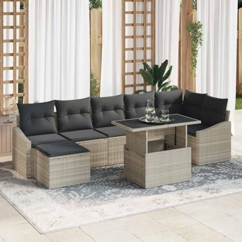 Aiious Garten-Sofa-Set mit Kissen 8 pcs Hellgrau Aiious Garten-Sofa-Set mit Kissen 8 pcs Hellgrau von Aiious