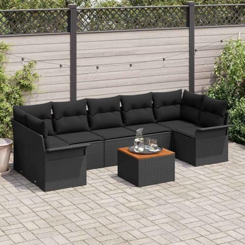 Aiious Garten-Sofa-Set mit Kissen 8 pcs Schwarz 55 x 55 x 37 cm Aiious Garten-Sofa-Set mit Kissen 8 pcs Schwarz 55 x 55 x 37 cm von Aiious