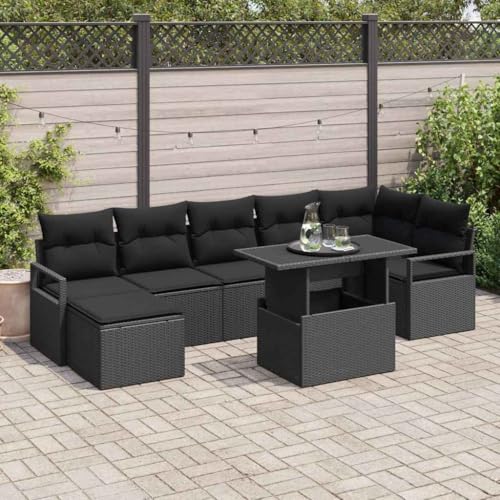 Aiious Garten-Sofa-Set mit Kissen 8 pcs Schwarz Aiious Garten-Sofa-Set mit Kissen 8 pcs Schwarz von Aiious
