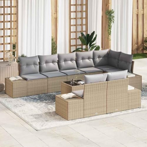 Aiious Robustes Poly Rattan Gartensofa mit 9 Kissen Beige Grau Outdoor Set Aiious Robustes Poly Rattan Gartensofa mit 9 Kissen Beige Grau Outdoor Set von Aiious