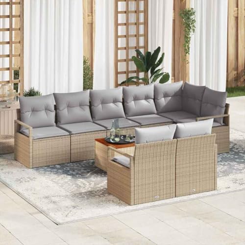 Aiious Modulares Poly Rattan Sofa Set 9tlg Beige f¨¹r Drau?en von Aiious
