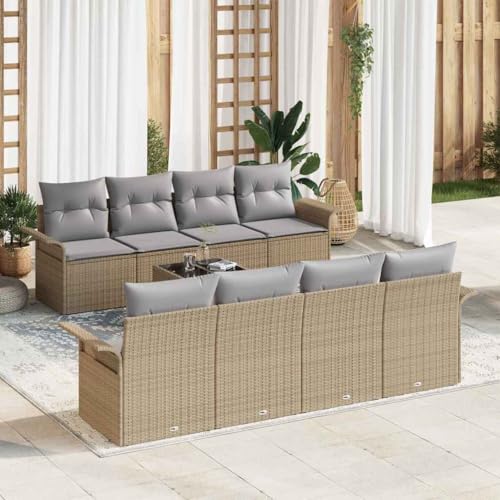 Aiious Garten-Sofa-Set mit Kissen 9 pcs Beige und Grau 55 x 55 x 37 cm von Aiious