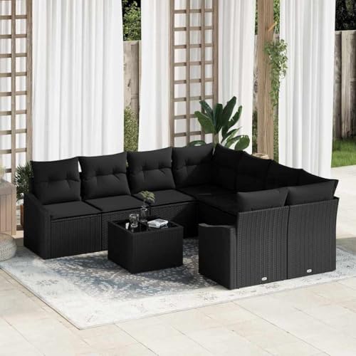 Aiious Garten-Sofa-Set mit Kissen 9 pcs Schwarz 55 x 55 x 37 cm Aiious Garten-Sofa-Set mit Kissen 9 pcs Schwarz 55 x 55 x 37 cm von Aiious