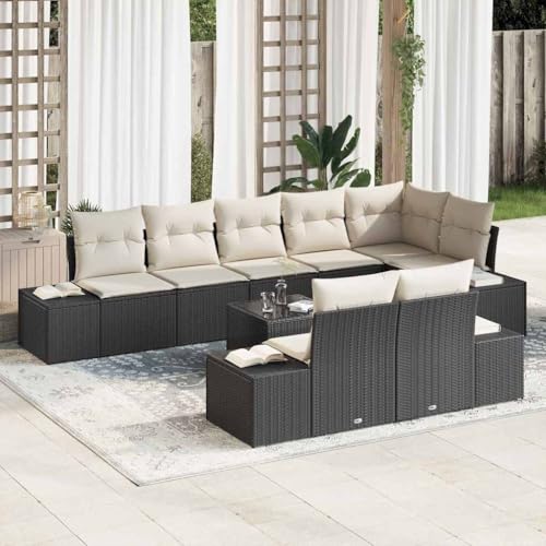 Aiious Poly Rattan Gartensofa Set 9 Stueck Schwarz Creme mit Schaumkissen Outdoor Sitzgruppe stabil Aiious Poly Rattan Gartensofa Set 9 Stueck Schwarz Creme mit Schaumkissen Outdoor Sitzgruppe stabil von Aiious